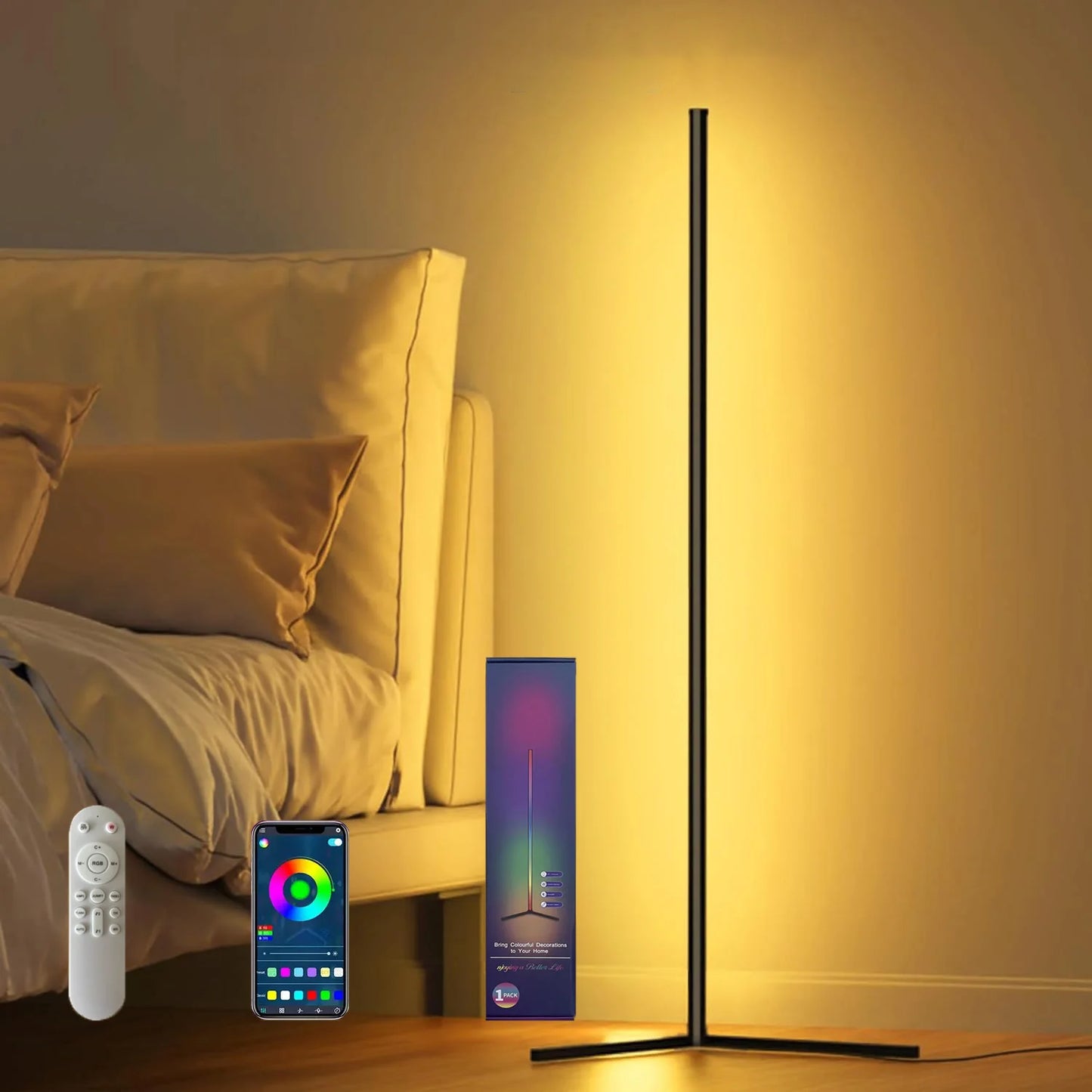 LumiVibe™ Minimalist RGB Corner Floor Lamp